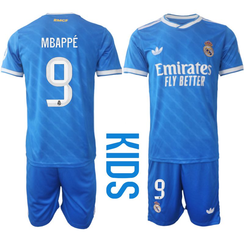 Youth 2025-2026 Club Real Madrid away blue #9 Soccer Jersey->youth soccer jersey->Youth Jersey